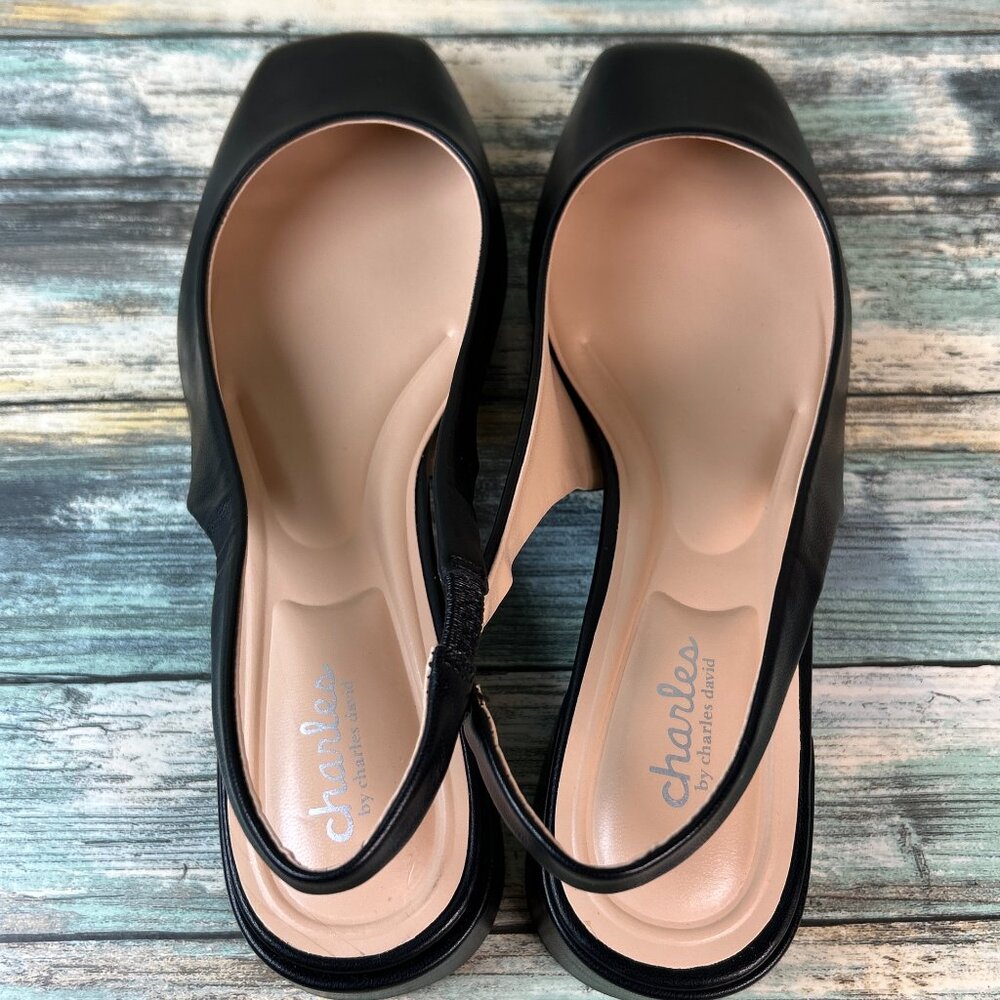 Charles David Slingback Pumps Womens 9M Black Faux Leather Dress Formal Shoes - Picture 5 of 11